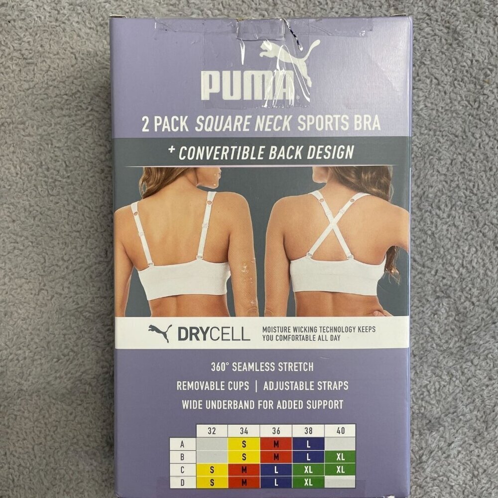 NEW Gray Black Puma Women's L 2 Pack Seamless Sports Bra - Picture 5 of 6